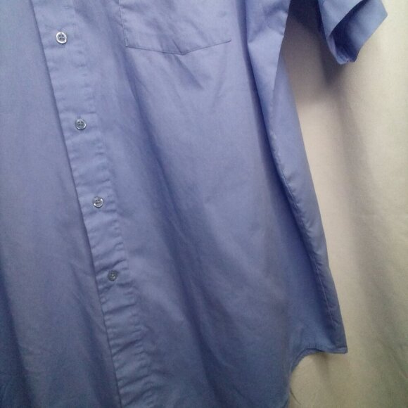 John Weitz Button Down Shirt Men 16 1/2 Short Sleeve Pocket Blue - Picture 7 of 14